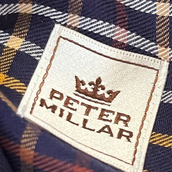 Peter Millar Men's Size Large Blue/White Plaid Long Sleeve Button Down Shirt - Picture 3 of 6